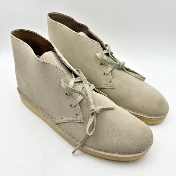 Clarks Mens Desert Coal Chukka Boots US 12 M EU 46 Stone Taupe Suede NIB - Picture 6 of 13